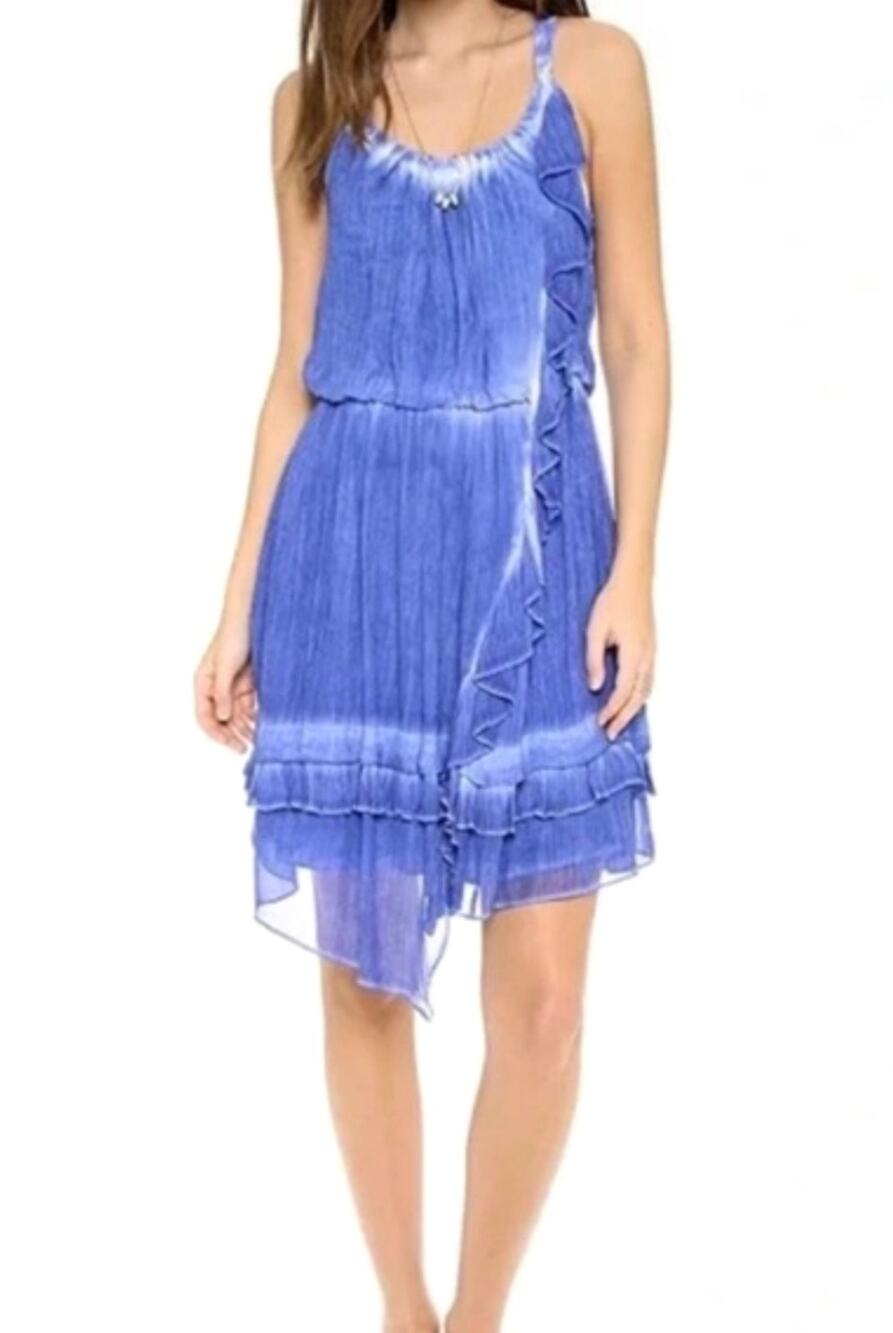 Free People Aphrodite Mini Dress Blue Ruffle Medium Boho Romantic Festival